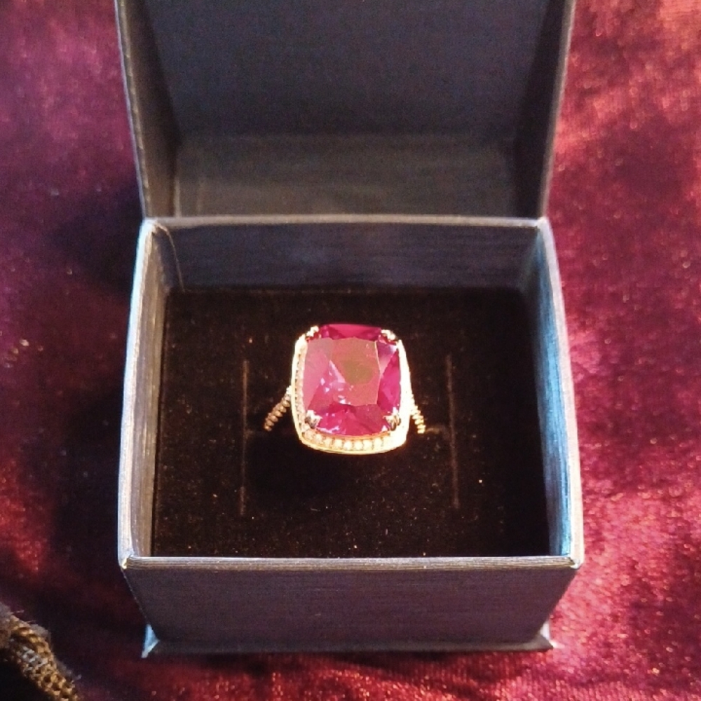 Sterling Silver, Ruby Cubic Zirconia